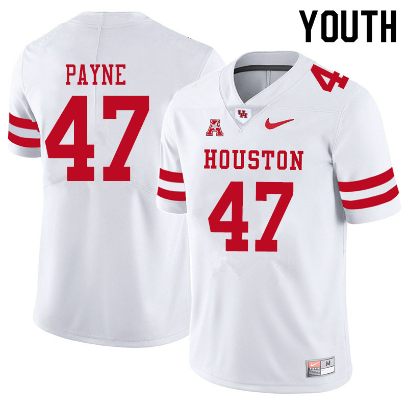 Youth #47 Taures Payne Houston Cougars College Football Jerseys Sale-White - Click Image to Close